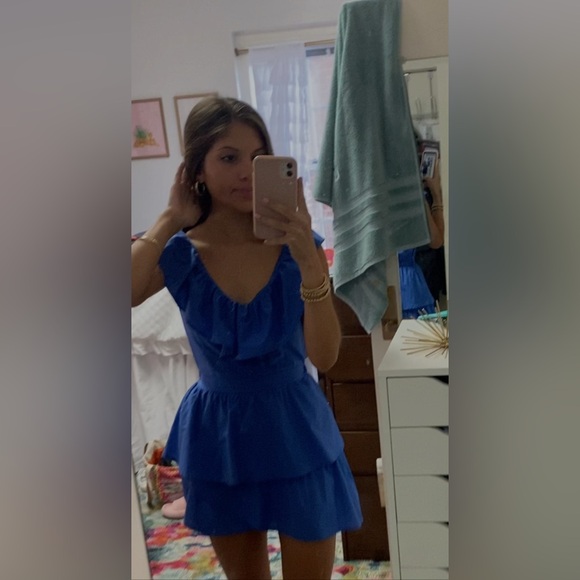 BB Dakota by Steve Madden Blue Ruffle Mini Dress - Picture 7 of 7